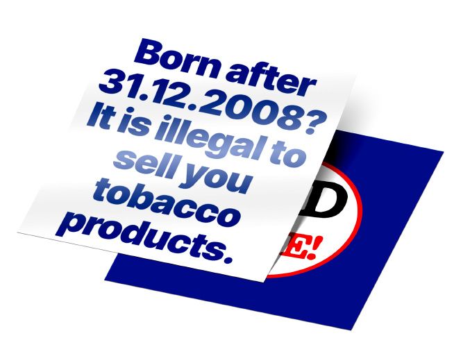 'No ID, No Sale!' generational tobacco ban window vinyl - NINS 2027