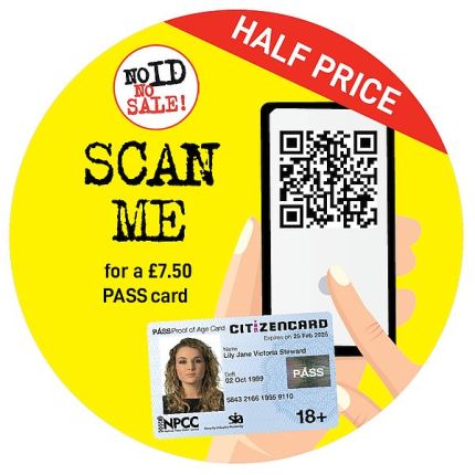 'No ID, No Sale!' Scan Me Discounted CitizenCard Shelf Wobbler
