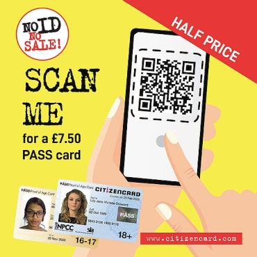 'No ID, No Sale!' Scan Me Discounted CitizenCard Window Vinyl